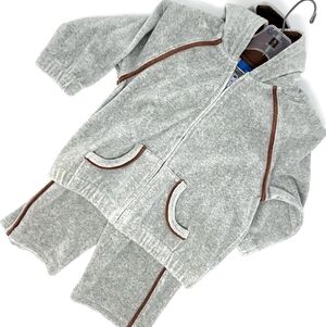 Greendog Cotton Velour Long Sleeve Zip Hoodie Pant Set Size 24M